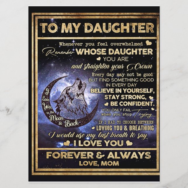 Menu Para Minha Filha Wolf Aniversário Presente, Engraç (Frente)