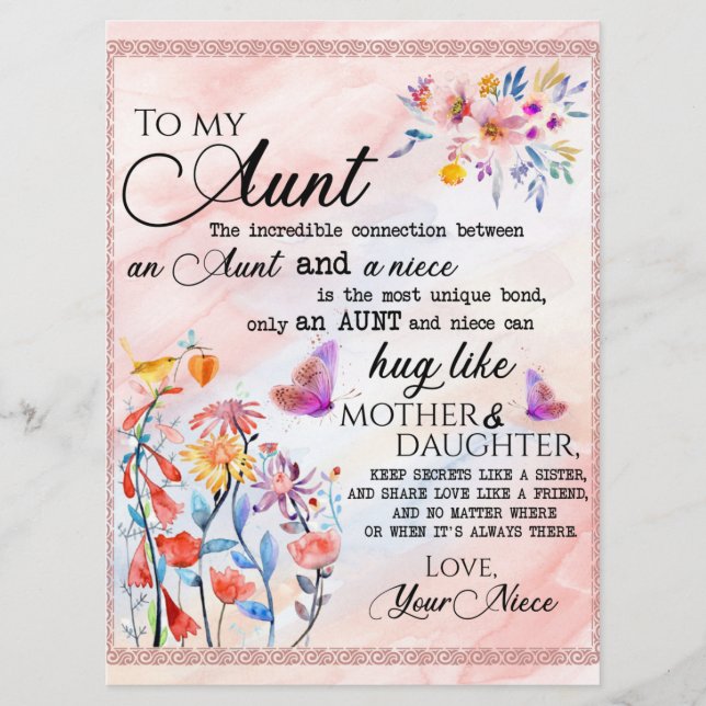 Menu Para Minha Tia Presente, Borboleta Presente Da sob (Frente)