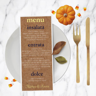 Menu Partido Chá Rustic Autumn Reception