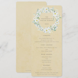 Menu Páscoa Floral Branco Amarelo Frota Flat 4 Curso