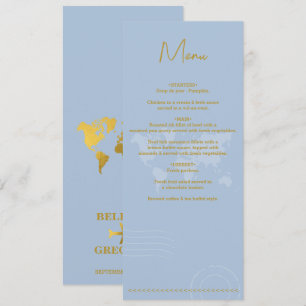 Menu Passaporte Azul Dourado Casamento Destino Mundo