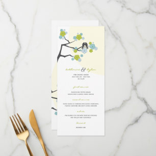 Menu Pássaros do amor das flores de cerejeira do Aqua