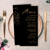 Pássaros Elegantes de um Casamento Preto e Dourado