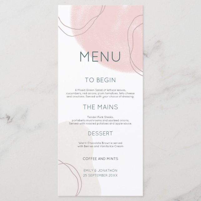 Menu Pastel Abstrato Cream Formas de Casamento (Frente)
