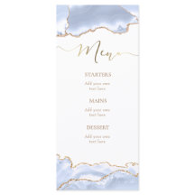 Menu pastel blue agate