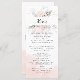 Menu Pastel Pink and Green Roses Wedding