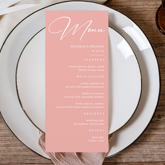 Menu Pastel Pink Weding (Criador carregado)