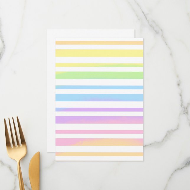 Menu Pastel Rainbow Stripes Abstrato Blur Art Design (Frente/Verso In Situ)