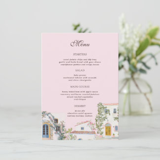 Menu Pastel Watercolor Mediterranean Italian Wedding