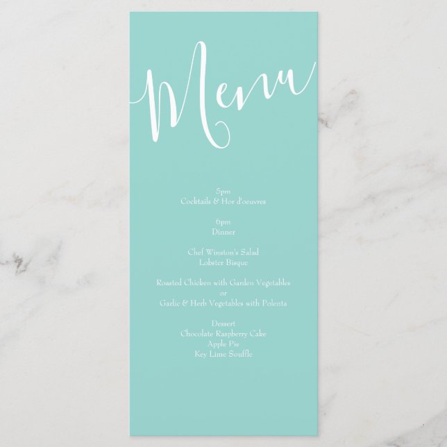 Menu Peach Aqua Teal Wedding Rosa Floral (Frente)
