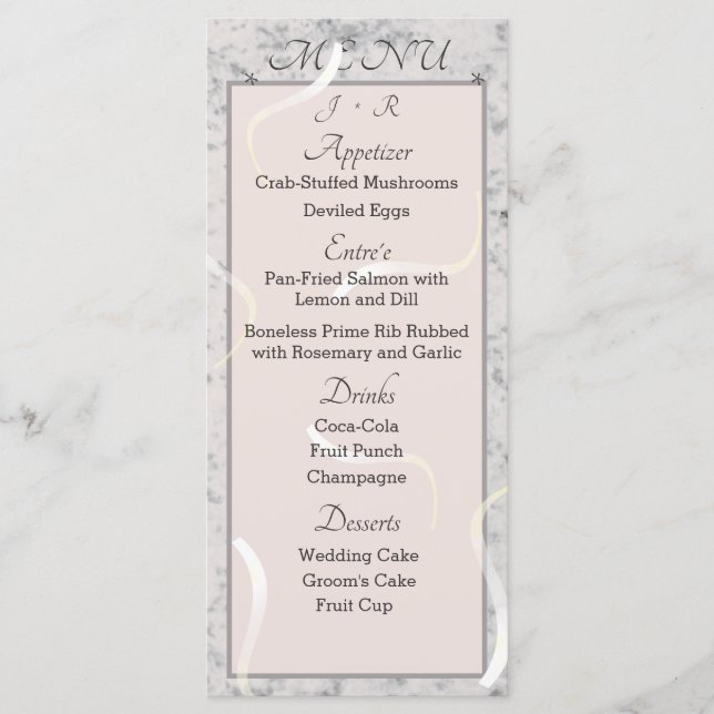 Menu Peach e Cinza - Placa de gabinete monograma (Frente)