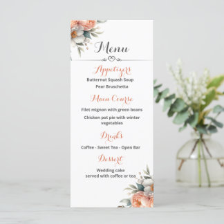 Menu Peach e Recepção de casamento Branca