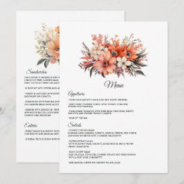 Menu Peach Fuzz Floral Wedding