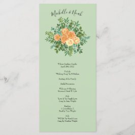 Menu Peach Green Wedding Primavera Pastel