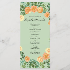 Menu Peach Green Wedding Primavera Pastel Floral