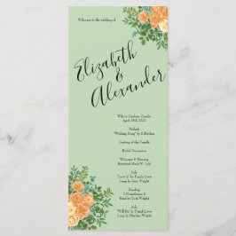 Menu Peach Green Wedding Primavera Pastel Floral