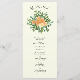 Menu Peach Ivory Wedding Vintage Rosa