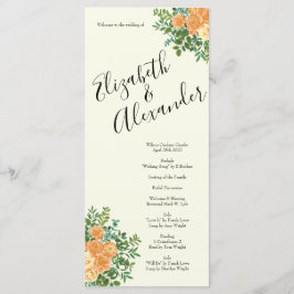 Menu Peach Ivory Wedding Vintage Rosa