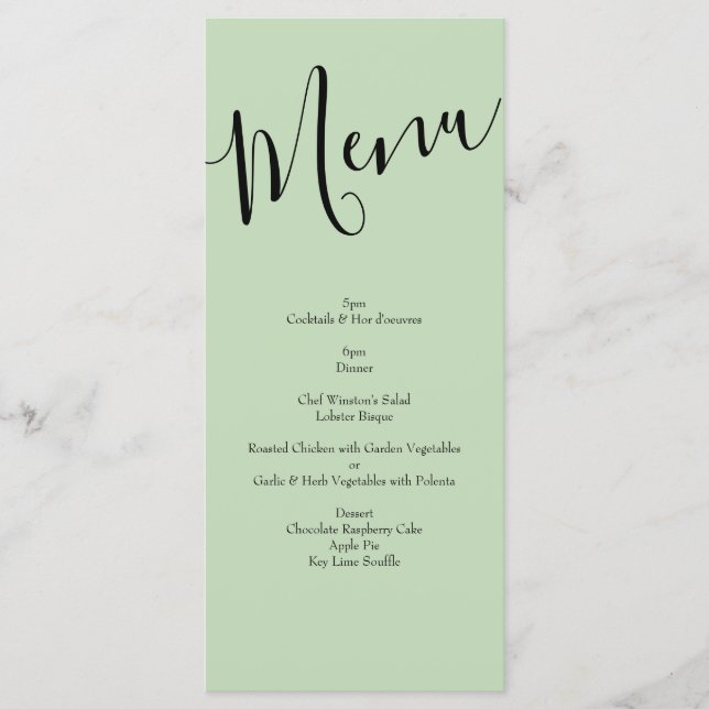 Menu Peach Light Green Peony & Rosa Floral WedMenu (Frente)
