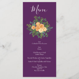 Menu Peach Plum Purple Rosa de Casamento