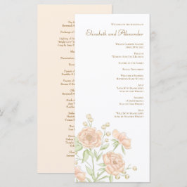 Menu Peach Rose Wedding Programs