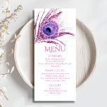 Menu Pena de Pavão Chic Brilho Rosa Festa Bat Mitzvah<br><div class="desc">Este design apresenta uma elegante pena de pavão cintilante rosa em um fundo branco com as informações do seu cardápio de Bat Mitzvah abaixo. Personalize editando o texto nas caixas de texto. Criado para você pelo Evco Studio www.zazzle.com/store/evcostudio #mitzvah #batmitzvah #planejadordeeventos #mazeltov #judaico #mitzvahswag #festa #vidajudaica #casamento #kosher #mitzvahlife #eventoscorporativos...</div>