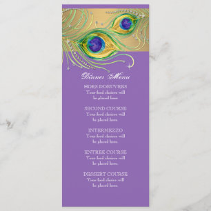 Menu Penas Peacock Modern Faux Jewel Scroll Swirl