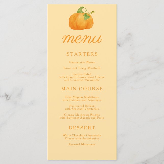 Menu Pequeno Chá de fraldas de Abóbora Bonito (Frente)