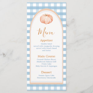 Menu Pequeno Pumpkin Boho Blue Gingham Aniversário