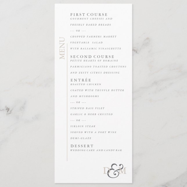 Menu Perfeitamente Pálido 4" x 9" (Frente)