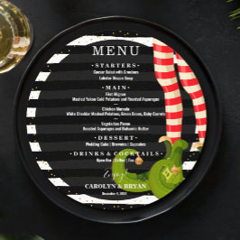 Menu Pernas de Elfo de Natal Listra Preto e Branco