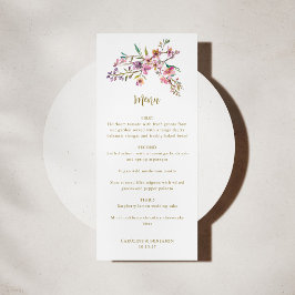 Menu Personalização de Casamento de Flores Selvagens Ro