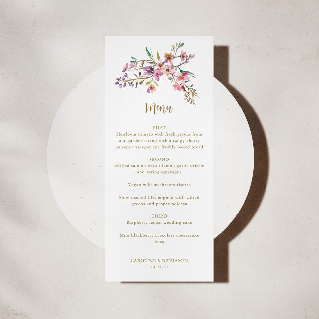 Menu Personalização de Casamento de Flores Selvagens Ro (Criador carregado)
