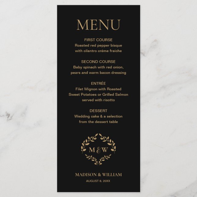 Menu Personalização do Monograma de Casamento de Casal  (Frente)