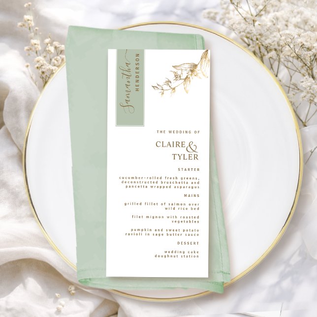 Menu Personalizado com Nome do Convidado Casamento Verd (Criador carregado)