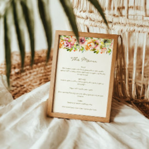 Menu Personalizado de Casamento Floral Rustic Wate