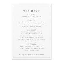 Menu personalizado de evento ou casamento branco d