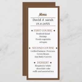 Menu Personalizado do Janto de Casamento Marrom Simples