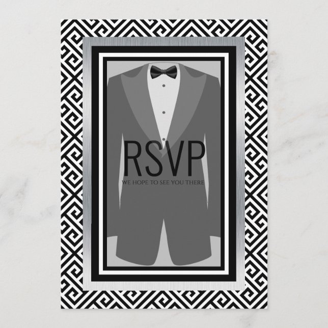 Menu personalizado do partido de solteiro preto e  (Frente)