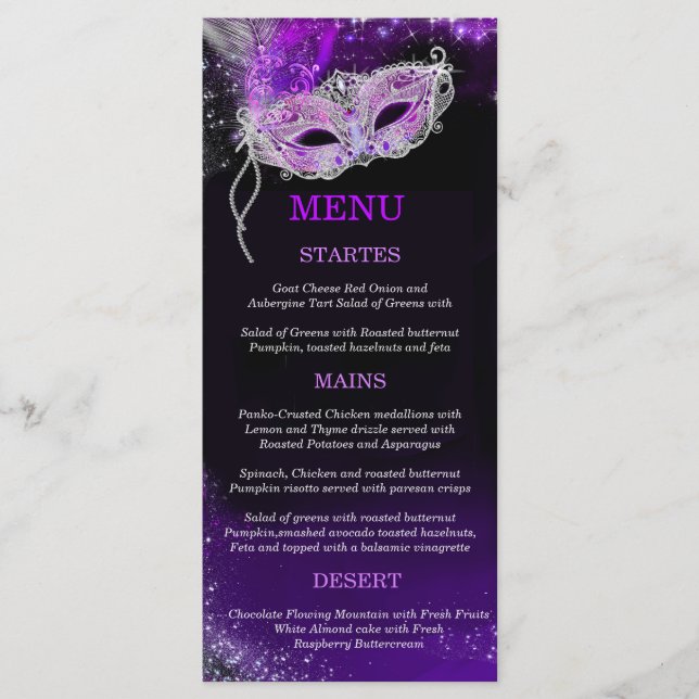Menu Personalizado Mascarada Ball Modelo (Frente)