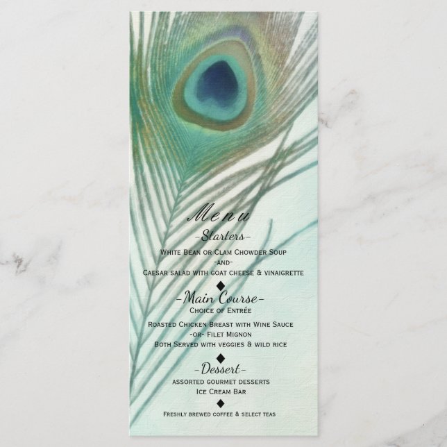 Menu Personalizado Paquock Feather Boho Chic Water (Frente)