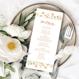 Menu Personalizado Peach Floral Wedding