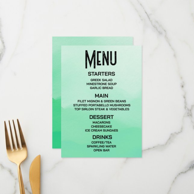 Menu Personalize - Crie Seu Próprio Aquarela Verde Ombr (Frente/Verso In Situ)