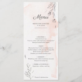 Menu Pêssego e cardápio romântico botânico da cinza