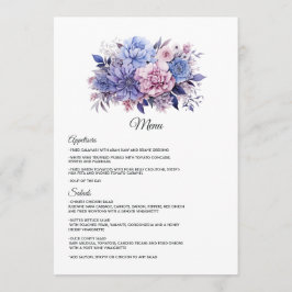 Menu Petal Rosa, Cornflower Blue & Mauve Purple Weding