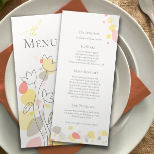Menu Pétalas de flores de confete modernas amarelas men