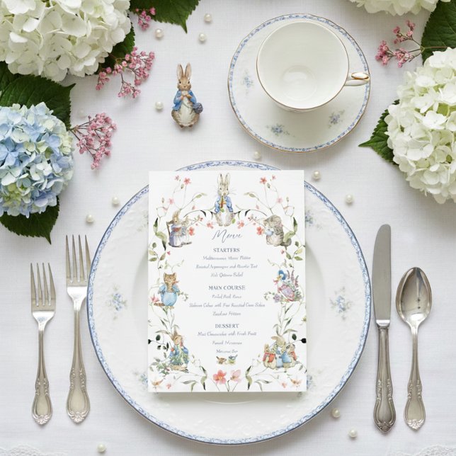 Menu Peter, o Chá de fraldas de flor selvagem do coelho (Criador carregado)