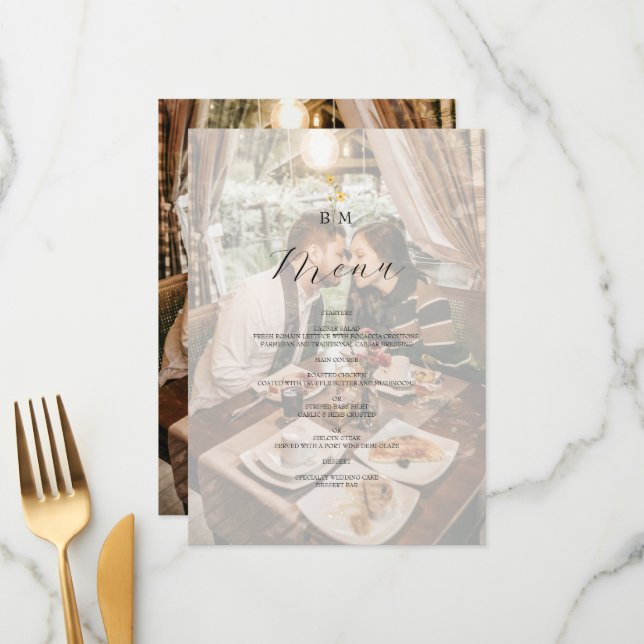 Menu Photo Monogram Wedding (Frente/Verso In Situ)
