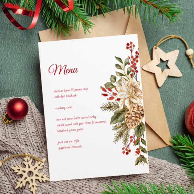 Menu Pinheiros de Aquarela Elegante (Criador carregado)