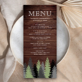 Menu Pinheiros de Madeira Rústica Casamento de Inverno